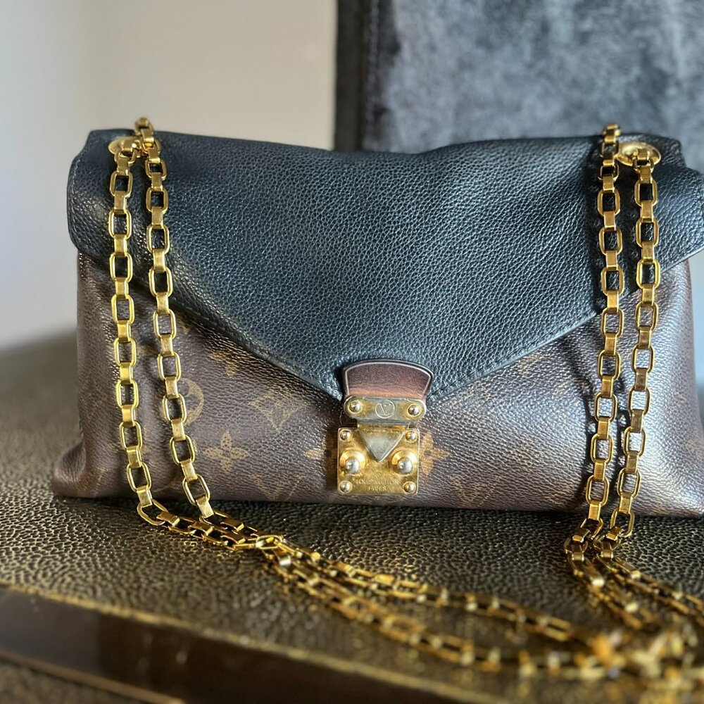 Louis Vuitton Pallas Chain Shoulder Bag Monogram Canvas and Calfskin - Black